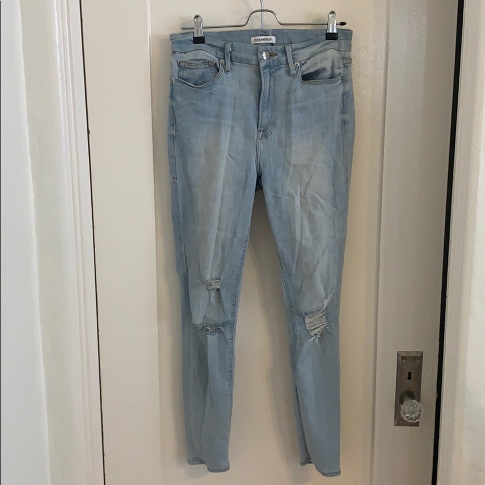 Good American High Waist Distressed Skinny Jeans